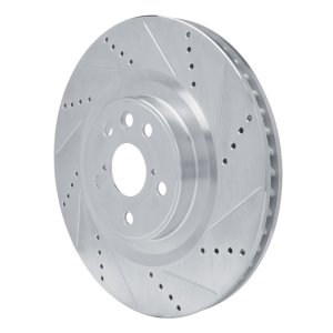 Lexus IS500 Brake Rotor (1) - Right Front - R1 Concepts - Drilled & Slotted - Silver - `13-`25